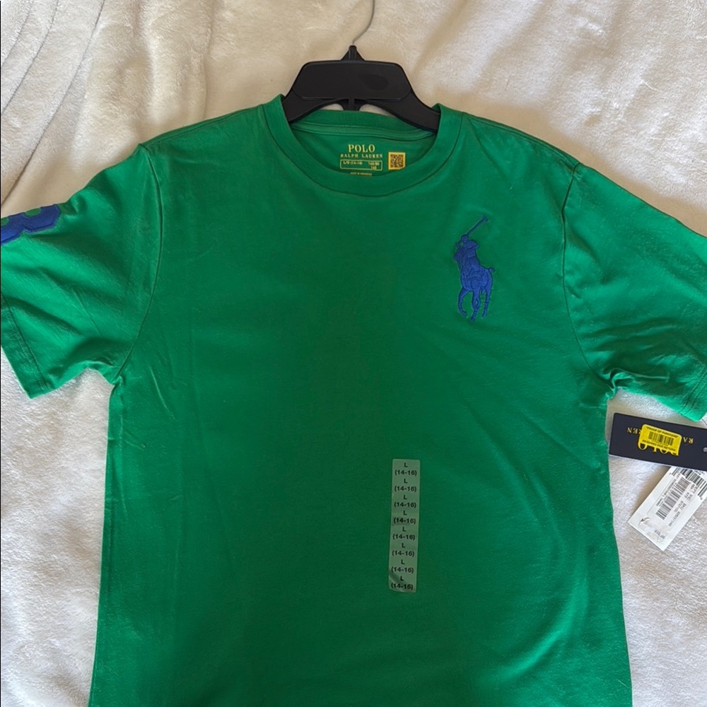 Polo by Ralph Lauren Green Short Sleeve Tee with Purple Logo